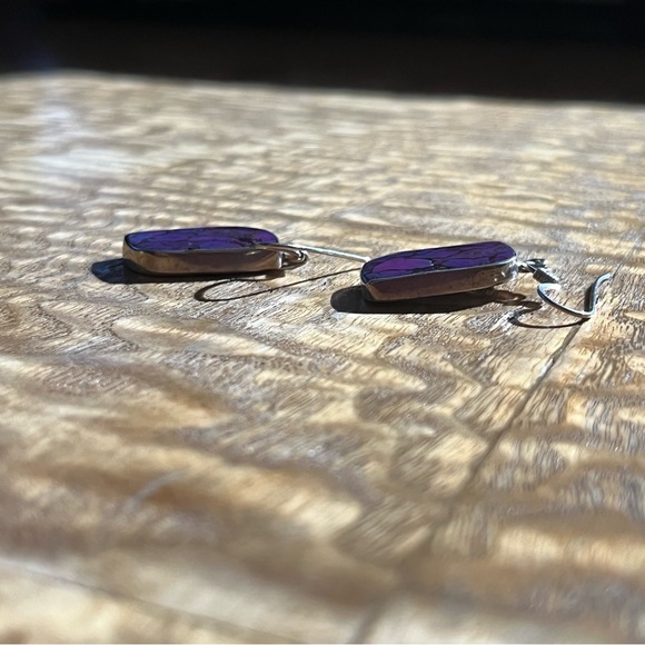 Purple stone and silver earrings - Picture 4 of 6